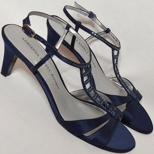 NWOT Adrianna Papell Satin Blue Rhinestone Heels